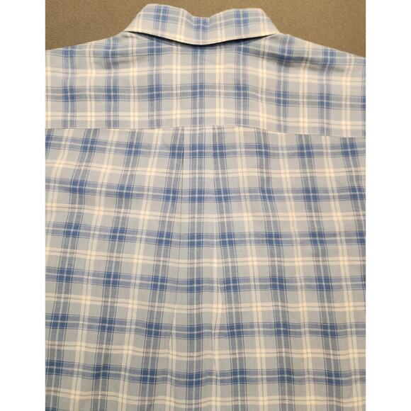 Peter Millar Shirt Mens Size Large Blue Plaid Linen Blend Long‎ Sleeve Button-up - Picture 8 of 10